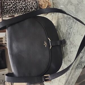Kate Spade Black Leather Clarke Street Camille Shoulder Crossbody Messenger Bag